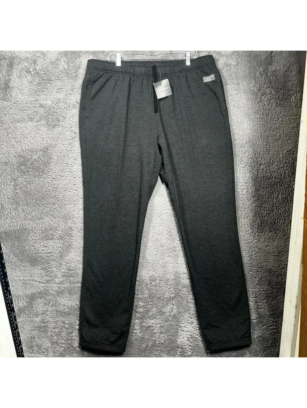 Eddie Bauer Joggers Mens XL Charcoal Gray Heather Fleece Lined Drawstring Pants